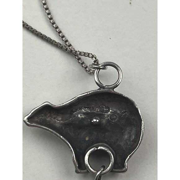 Sterling Silver Box Chain 18" Necklace Southwest Style Bear Feather Pendant - Picture 5 of 11